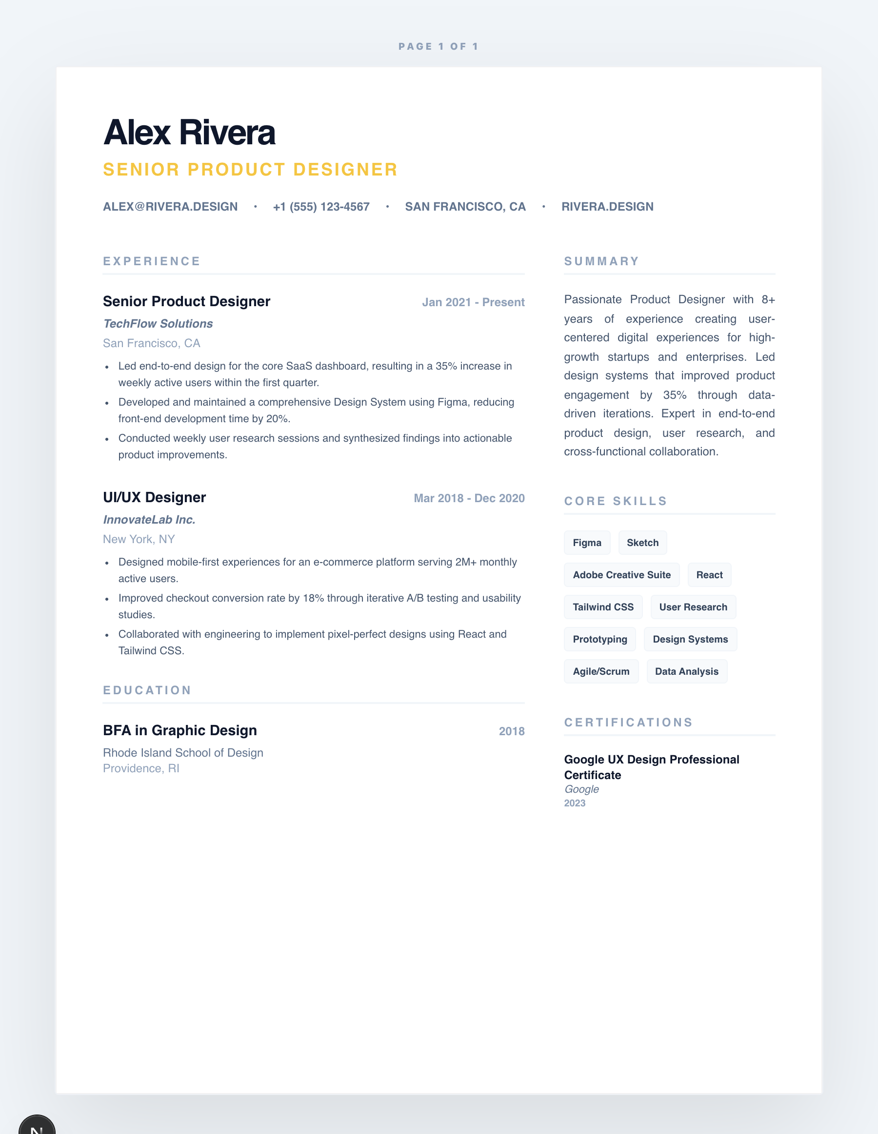 Resume Builder Preview